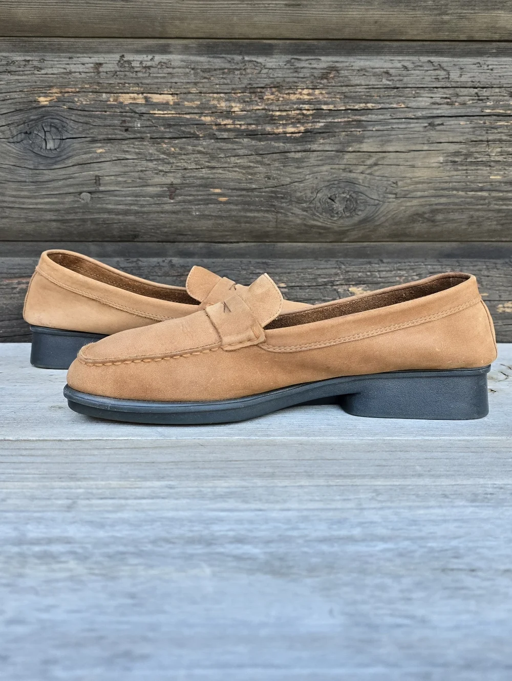 Aerosoles Y2K Preppy Minimalist Leather Sqaure Moc Toe Comfort Penny Loafer 8M